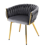 Artiss Set of 1 Dining Chair Armchair Cafe Kitchen Lounge Chairs Velvet Weaving Grey