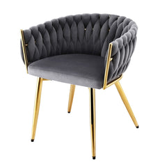 Artiss Set of 1 Dining Chair Armchair Cafe Kitchen Lounge Chairs Velvet Weaving Grey
