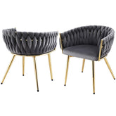 1 Set of 2 Artiss Dining Chairs Velvet Armchair Grey