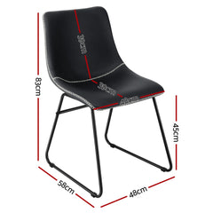 Artiss Set of 2 Dining Chairs Retro PU Leather Kitchen Lounge Cafe Accent Chair Black