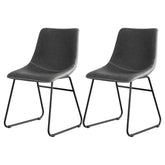Artiss Set of 2 Dining Chairs Retro PU Leather Kitchen Lounge Cafe Accent Chair Grey