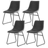 Artiss Set of 4 Dining Chairs Retro PU Leather Kitchen Lounge Cafe Accent Chair Grey