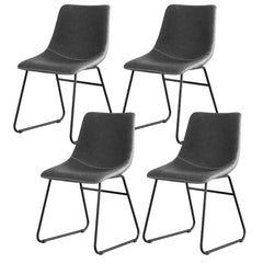 Artiss Set of 4 Dining Chairs Retro PU Leather Kitchen Lounge Cafe Accent Chair Grey