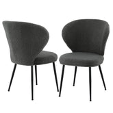 Artiss Set of 2 Dining Chairs Sherpa Boucle Wing Back Grey
