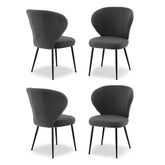 Artiss Set of 4 Dining Chairs Sherpa Boucle Wing Back Grey