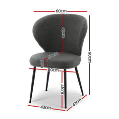 Artiss Set of 4 Dining Chairs Sherpa Boucle Wing Back Grey