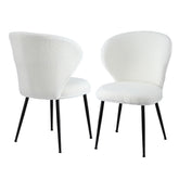 Artiss Set of 2 Dining Chairs Sherpa Boucle Wing Back White