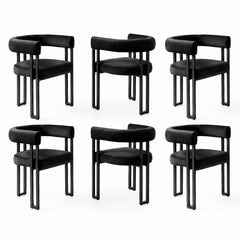 Artiss Dining Chairs Set of 6 Velvet Upholstered Barrel Chairs with Curved