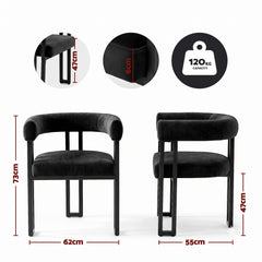 Artiss Dining Chairs Set of 6 Velvet Upholstered Barrel Chairs with Curved