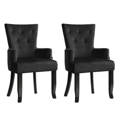 2x Set of 2 Artiss Dining Chairs Velvet French Provincial Armchair Black