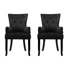 2x Set of 2 Artiss Dining Chairs Velvet French Provincial Armchair Black