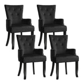 4x Set of 4 Artiss Dining Chairs Velvet French Provincial Armchair Black