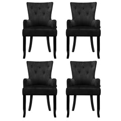 4x Set of 4 Artiss Dining Chairs Velvet French Provincial Armchair Black