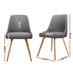 Artiss Dining Chairs Set of 4 Fabric Wooden Grey