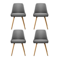 Artiss Dining Chairs Set of 4 Fabric Wooden Grey
