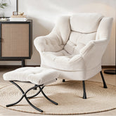 Artiss Armchair Accent Chair Ottoman Lounge Footrest Velvet White