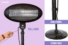 2000W 2.1m Free Standing Adjustable Portable Outdoor Electric Patio Heater Black