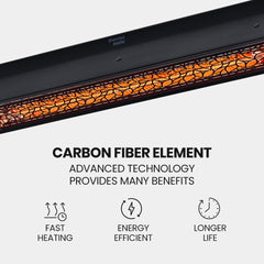 THERMOMATE 2000W Electric Outdoor Strip Heater, Carbon Fiber Element, Wall Ceiling or Hanging Mount, Remote , LED Screen, 9 Radiant Heat Settings, 24 Hr Timer