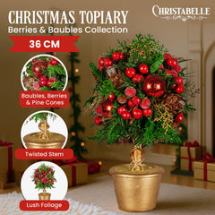 Christabelle 36cm Christmas Tabletop Topiary Tree Pre-Decorated Free Delivery