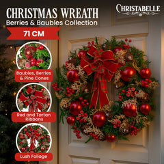 Christabelle Stunning 71cm Christmas Wreath Lush Red Free Delivery