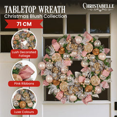Christabelle 71cm Christmas Wreath Lush Pink Front Free Delivery