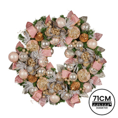 Christabelle 71cm Christmas Wreath Lush Pink Front Free Delivery