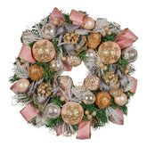 Christabelle 56cm Christmas Wreath Lush Green Holiday Door Wreath w/Jewelled Baubles, Foliage, Flowers, Pine Cones, Ribb