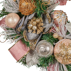 Christabelle 56cm Christmas Wreath Lush Pink Front Free Delivery