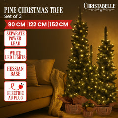 Christabelle Set 3 Pre-Lit Christmas Trees Green Free Delivery