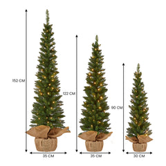 Christabelle Set 3 Pre-Lit Christmas Trees Green Free Delivery