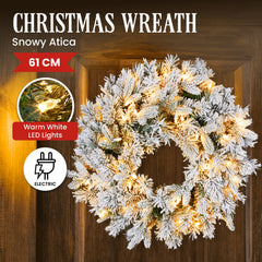 Christabelle Christmas Wreath Snowy Atica Pre-Lit LED Free Delivery