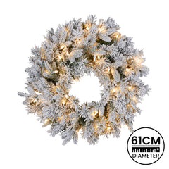 Christabelle Christmas Wreath Snowy Atica Pre-Lit LED Free Delivery