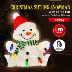 Christabelle Sitting Christmas Snowman Display Lights - Free Delivery