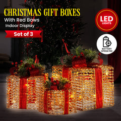 Christabelle Set 3 Christmas Gift Boxes Lights Free Delivery