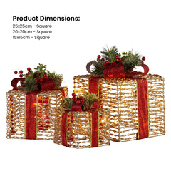 Christabelle Set 3 Christmas Gift Boxes Lights Free Delivery