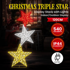 Christabelle 120cm Triple Star Christmas Display Lights Free Delivery