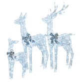 Christabelle Christmas Reindeer Display Set 3 Indoor & Outdoor Decorations Acrylic Beads Cool White LED Lights Silver