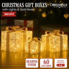 Christabelle Set 3 Battery Operated Golden Christmas Free Delivery