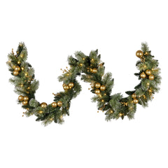 Christabelle 2.7m Christmas Garland Gold Baubles LED Free Delivery