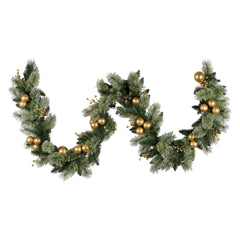 Christabelle 2.7m Christmas Garland Gold Baubles LED Free Delivery