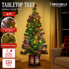 Christabelle 4ft Christmas Tree Glittery Gold Pine Free Delivery