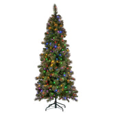 Christabelle 7.5ft Christmas Tree Slim Glittery Gold Pine Led Lights Xmas Decor