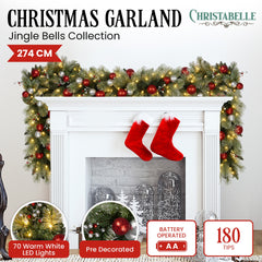 Christabelle 2.7m Christmas Garland LED Lights Baubles Free Delivery