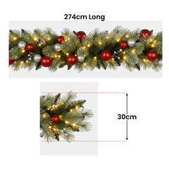 Christabelle 2.7m Christmas Garland LED Lights Baubles Free Delivery