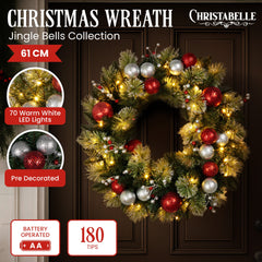 Christabelle Stunning 61cm Christmas Wreath LED Lights Free Delivery