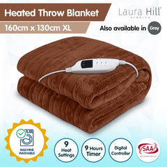 Laura Hill Heated Electric Blanket Throw Rug Coral Free Delivery