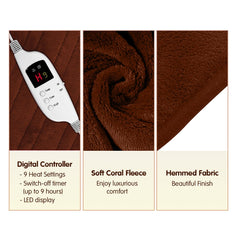 Laura Hill Heated Electric Blanket Throw Rug Coral Free Delivery
