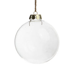 4 x Glass Bauble 6cm Diameter Round Clear with Silver Cap - table or tree