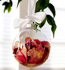 4 x Glass Bauble 8cm Diameter Round Clear with Silver Cap - table or tree
