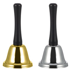 SANTA BELL Jingle Claus Wooden Handle Bells Rattles Christmas Xmas - Gold